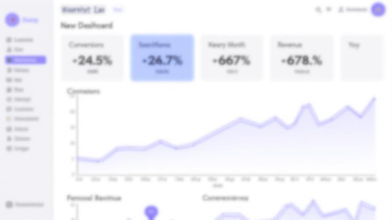Vizionary dashboard interface showing marketing performance metrics with month-over-month and year-over-year growth callouts, featuring line charts displaying revenue trends, conversion rates, and channel performance data in an accessible, high-contrast design